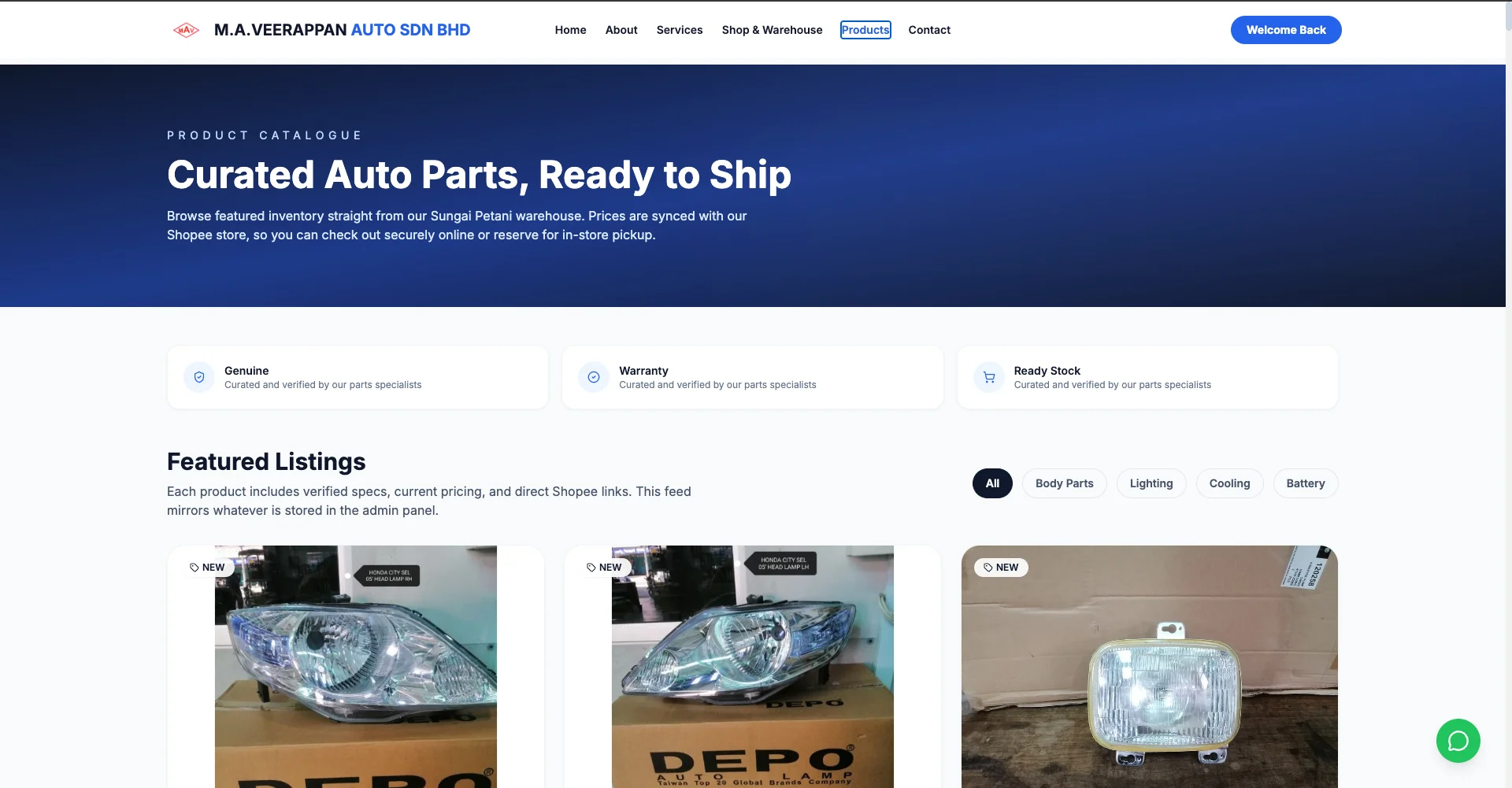 M.A.VEERAPPAN AUTO SDN BHD project screenshot