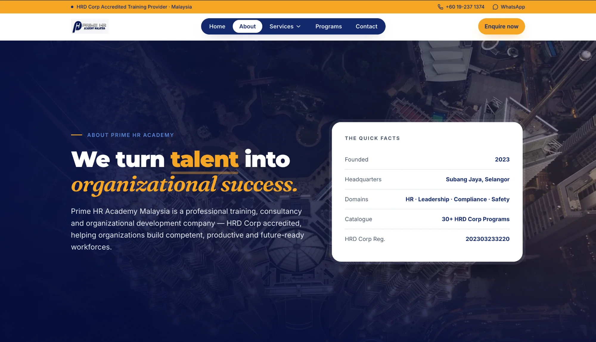 Prime HR Academy Malaysia project screenshot
